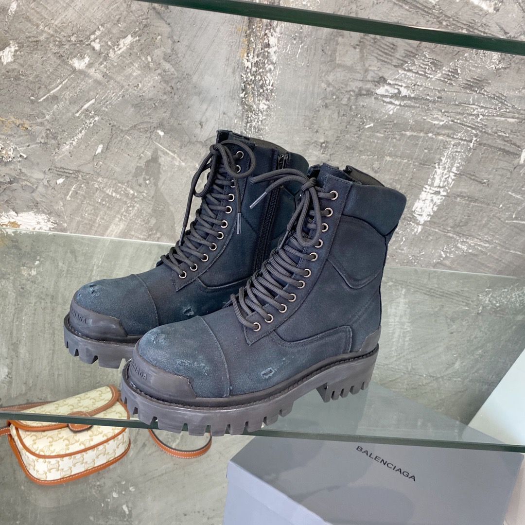 Balenciaga - Strike cotton canvas combat boots