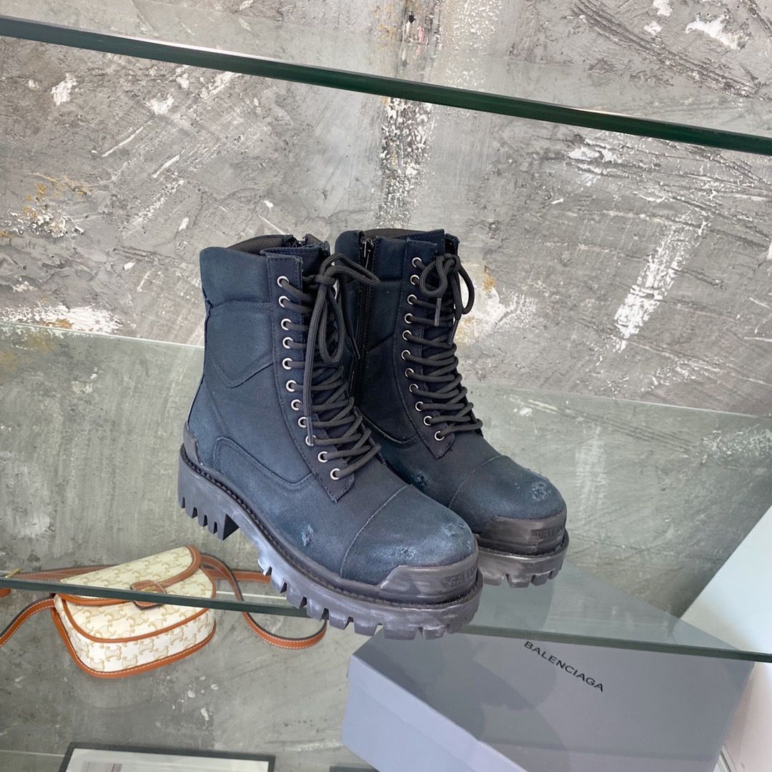 Balenciaga - Strike cotton canvas combat boots