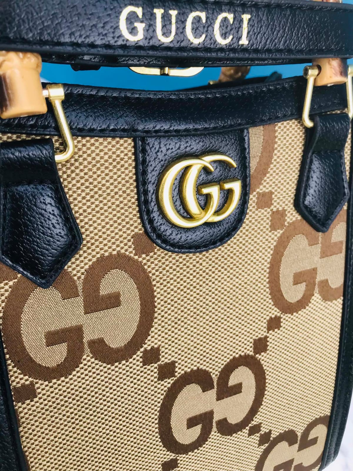 Gucci bamboo handle tote handbag