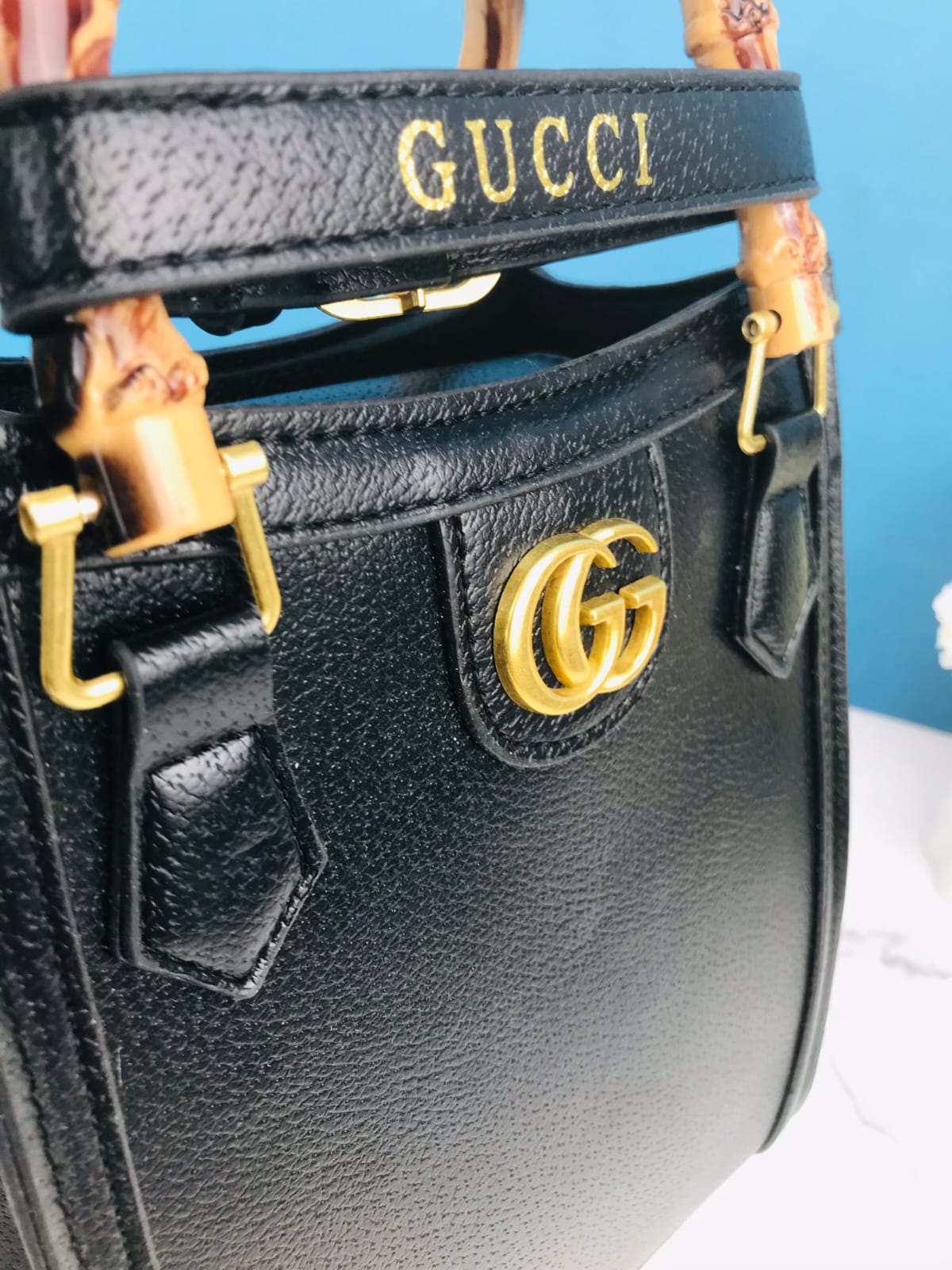 Gucci bamboo handle tote handbag