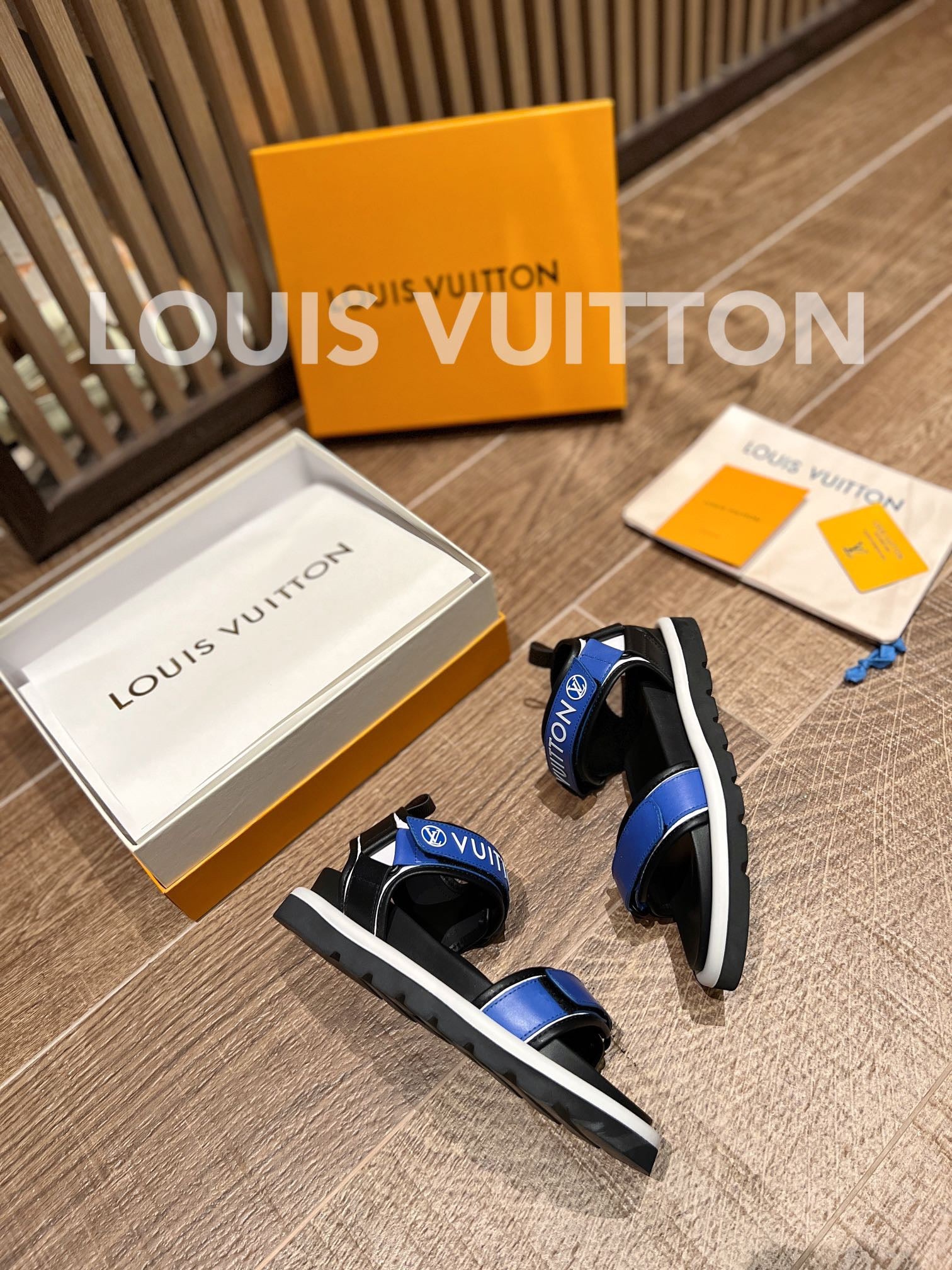 Louis Vuitton Unisex Pool Pillow Flat Comfort Sandal Blue Calf