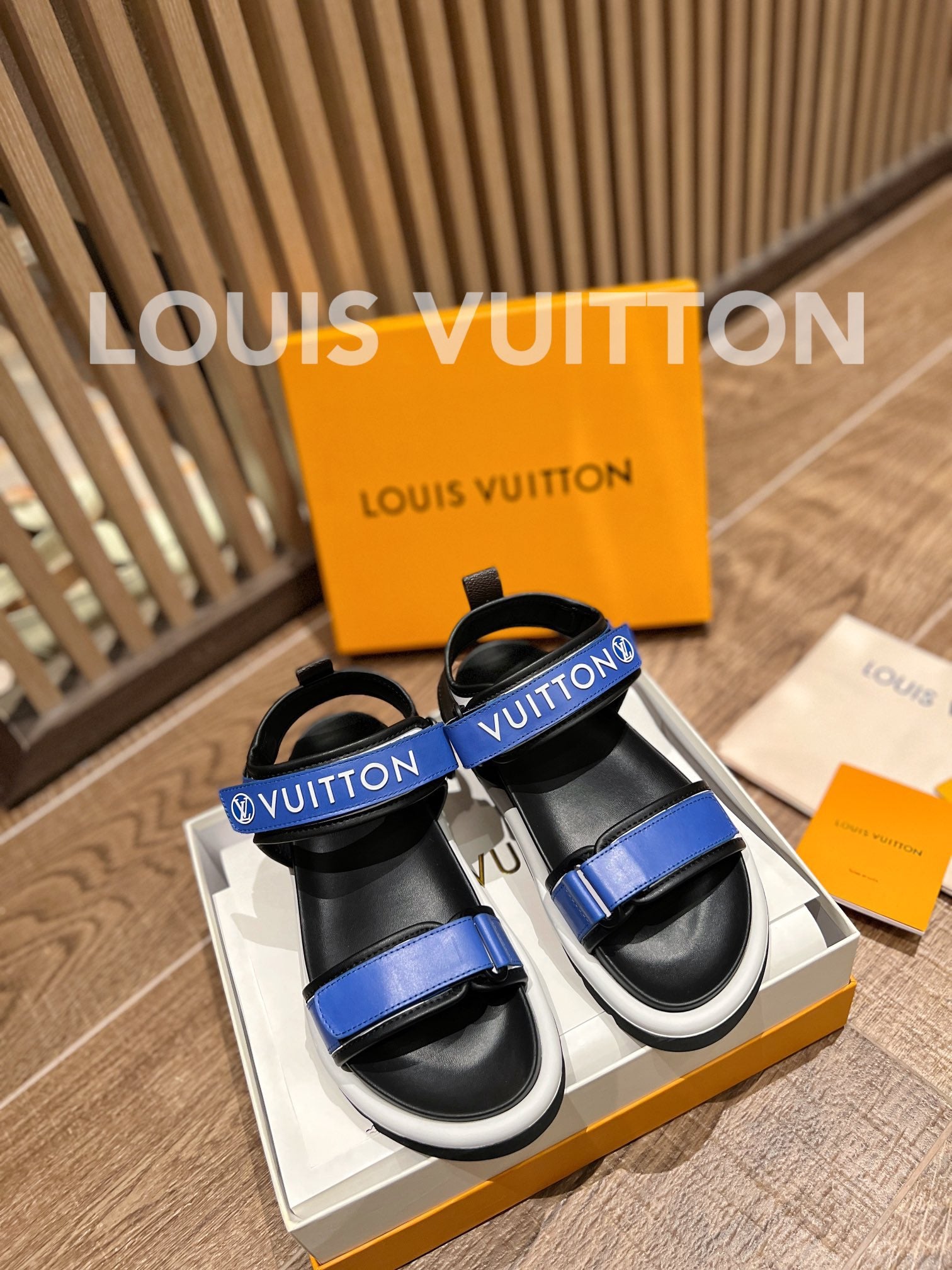 Louis Vuitton Unisex Pool Pillow Flat Comfort Sandal Blue Calf