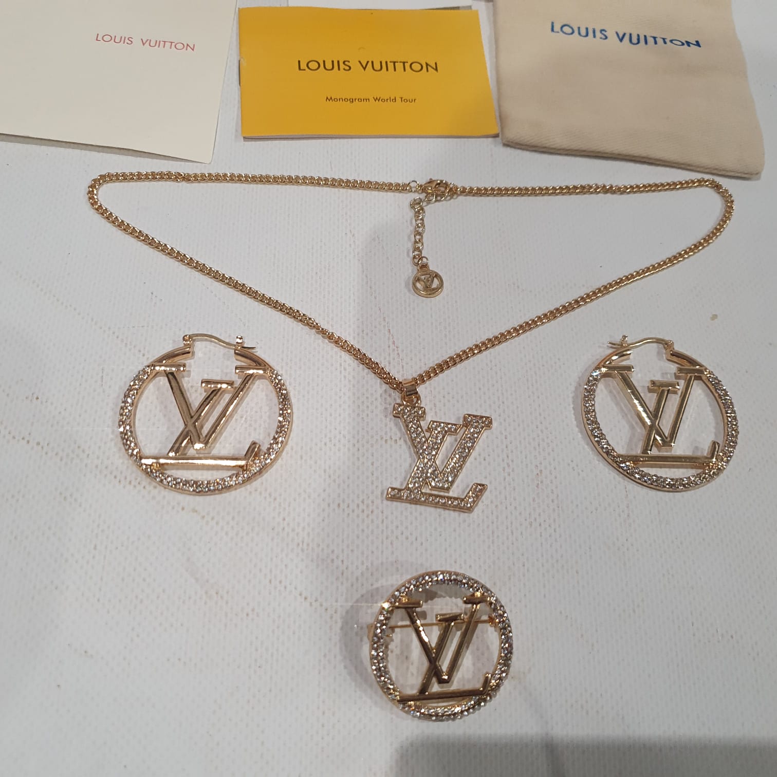 Louis  Vuitton Necklace, Earrings and Brooch Set