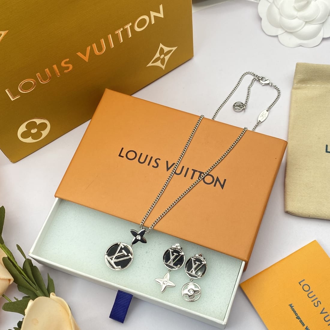 Louis Vuitton Earrings and necklace