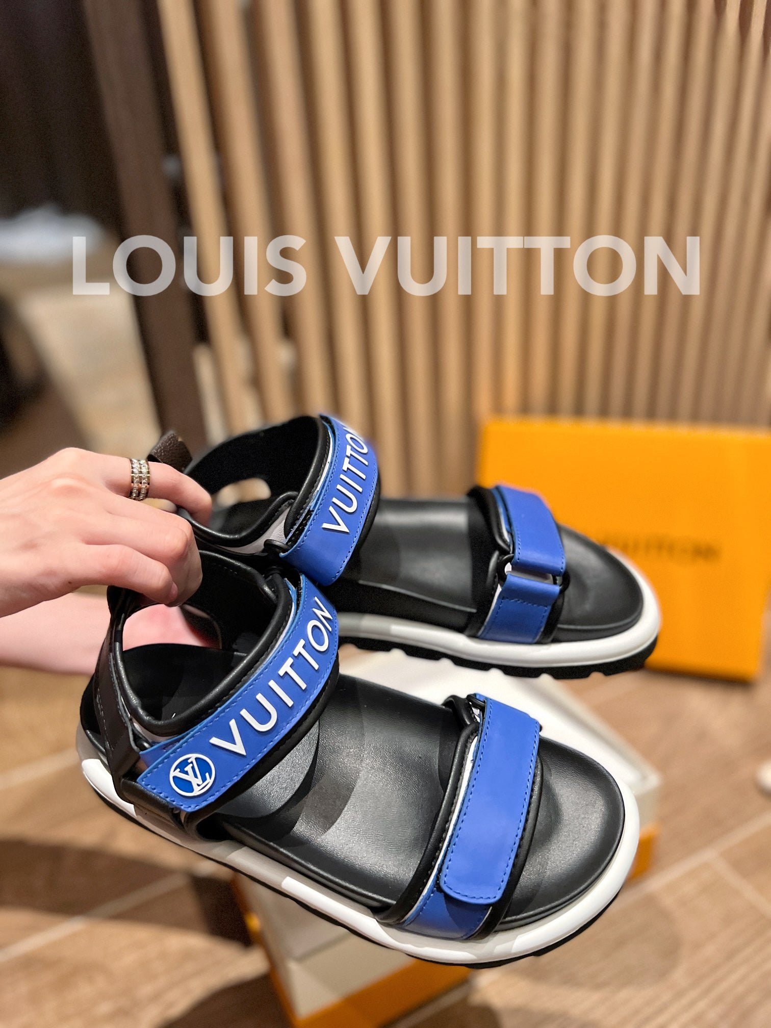 Louis Vuitton Unisex Pool Pillow Flat Comfort Sandal Blue Calf