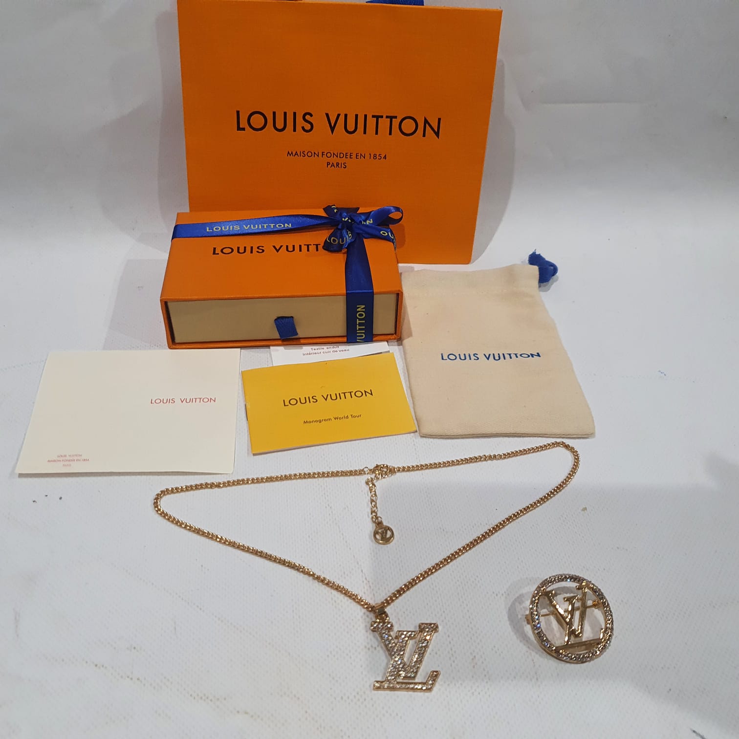 Louis  Vuitton Necklace, Earrings and Brooch Set