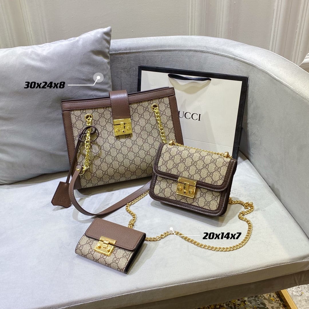 Gucci Supreme Padlock Shoulder Handbag Sets