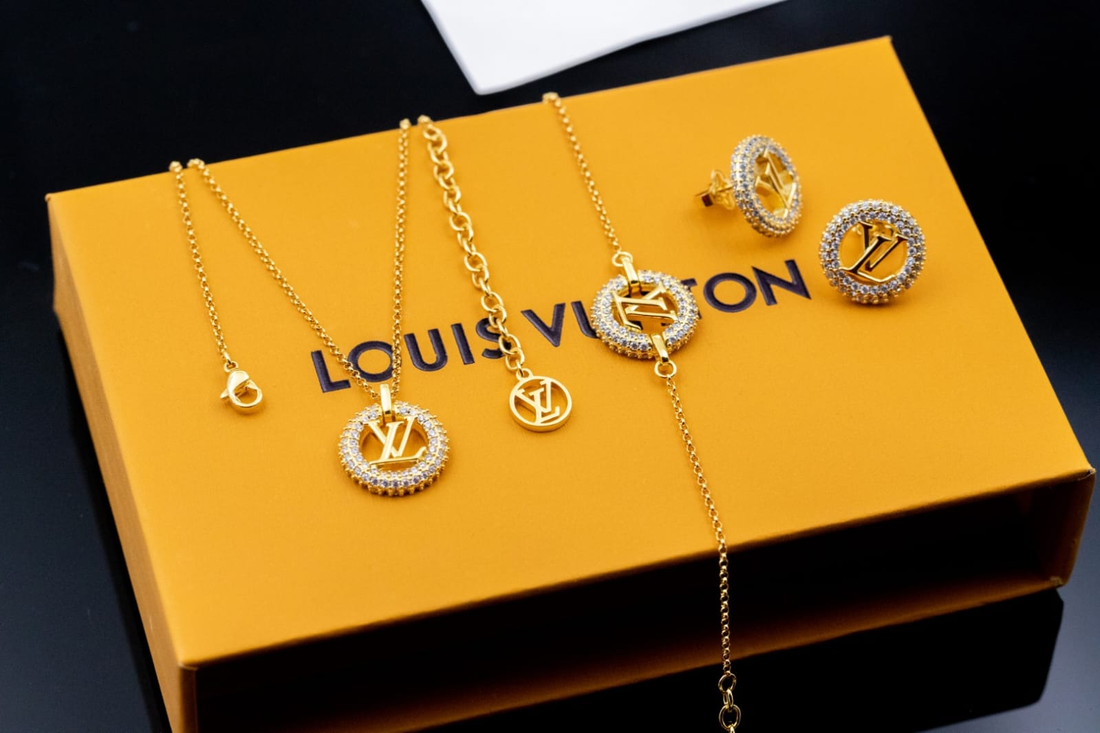 Louis Vuitton Louise By Night Collect Soo Earrings, Necklace, Bracelet –  Merit Trends
