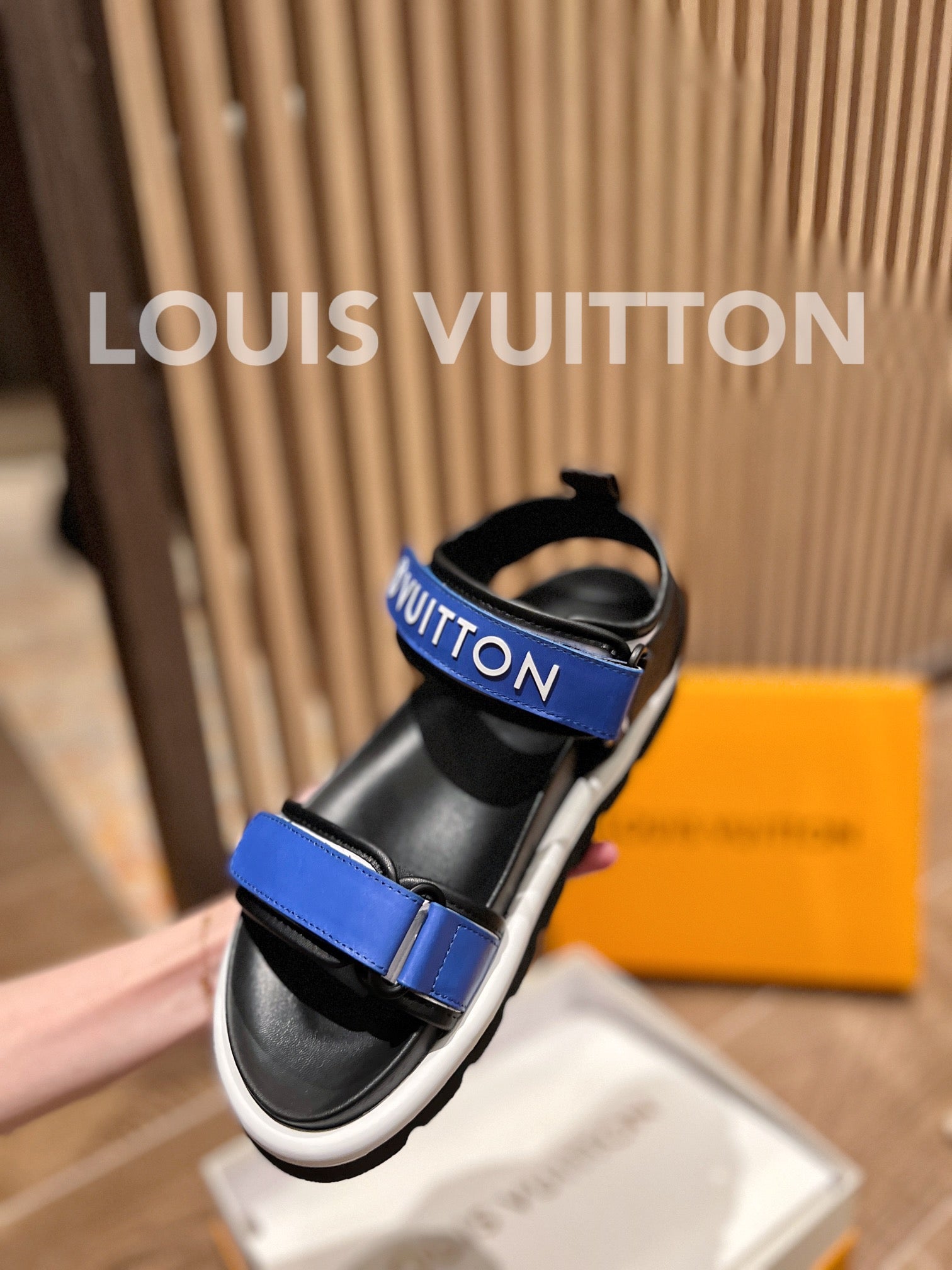 Louis Vuitton Unisex Pool Pillow Flat Comfort Sandal Blue Calf