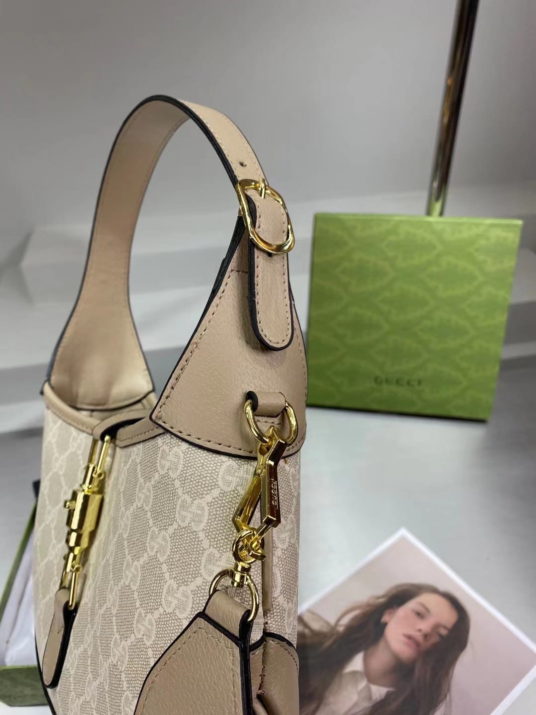 Gucci Canvas  Jackie  (Crossbody Shoulder) Handbag