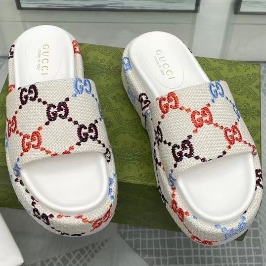 Gucci Multi Color Platform Sandals