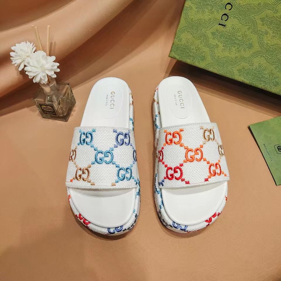 Gucci Multi Color Platform Sandals