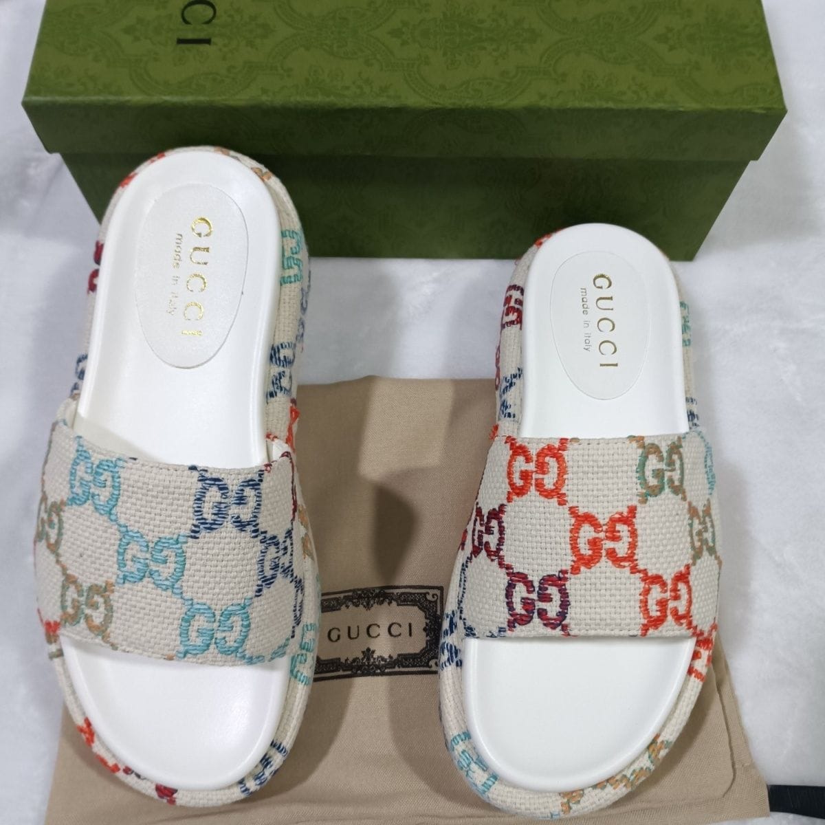 Gucci Multi Color Platform Sandals