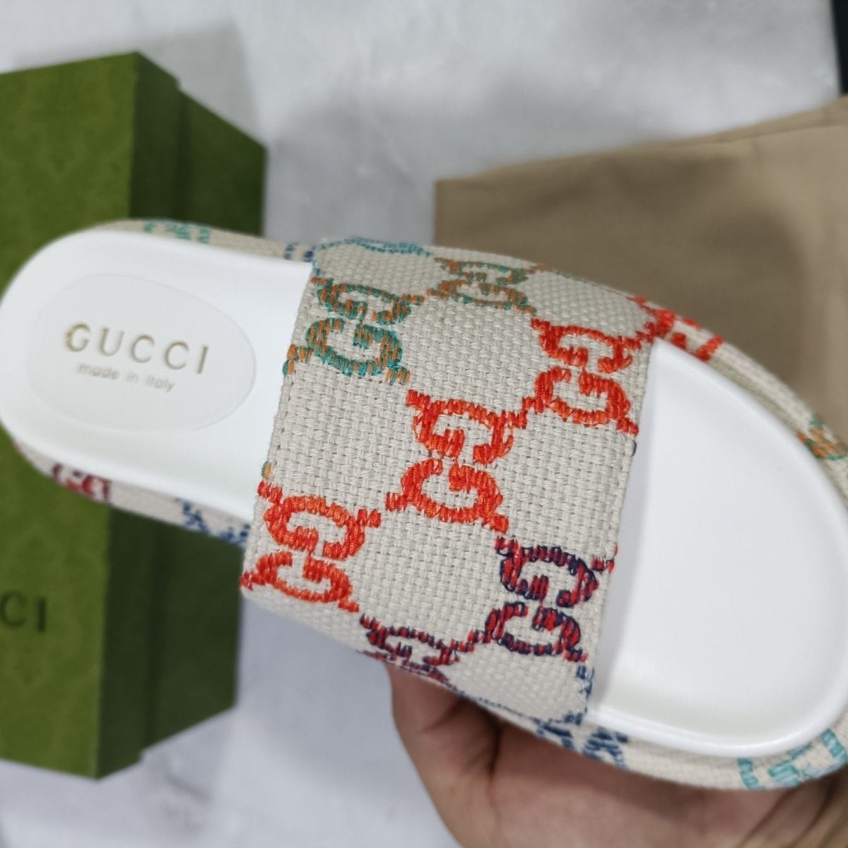 Gucci Multi Color Platform Sandals