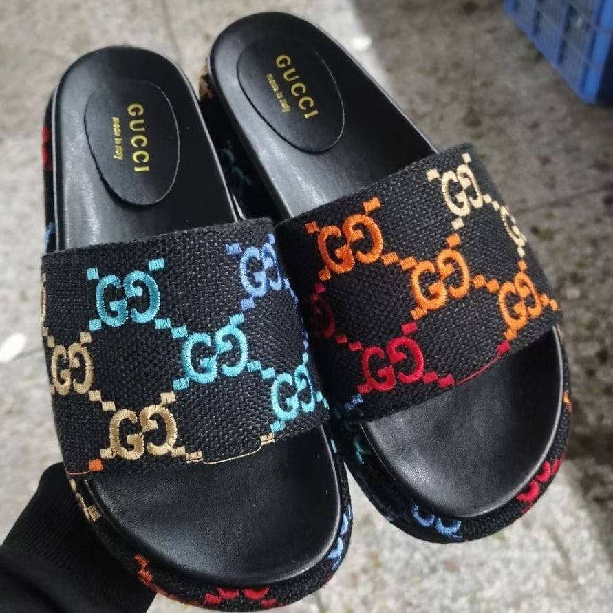 Gucci Multi Color Platform Sandals