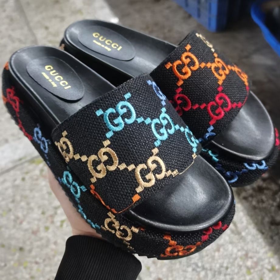 Gucci Multi Color Platform Sandals