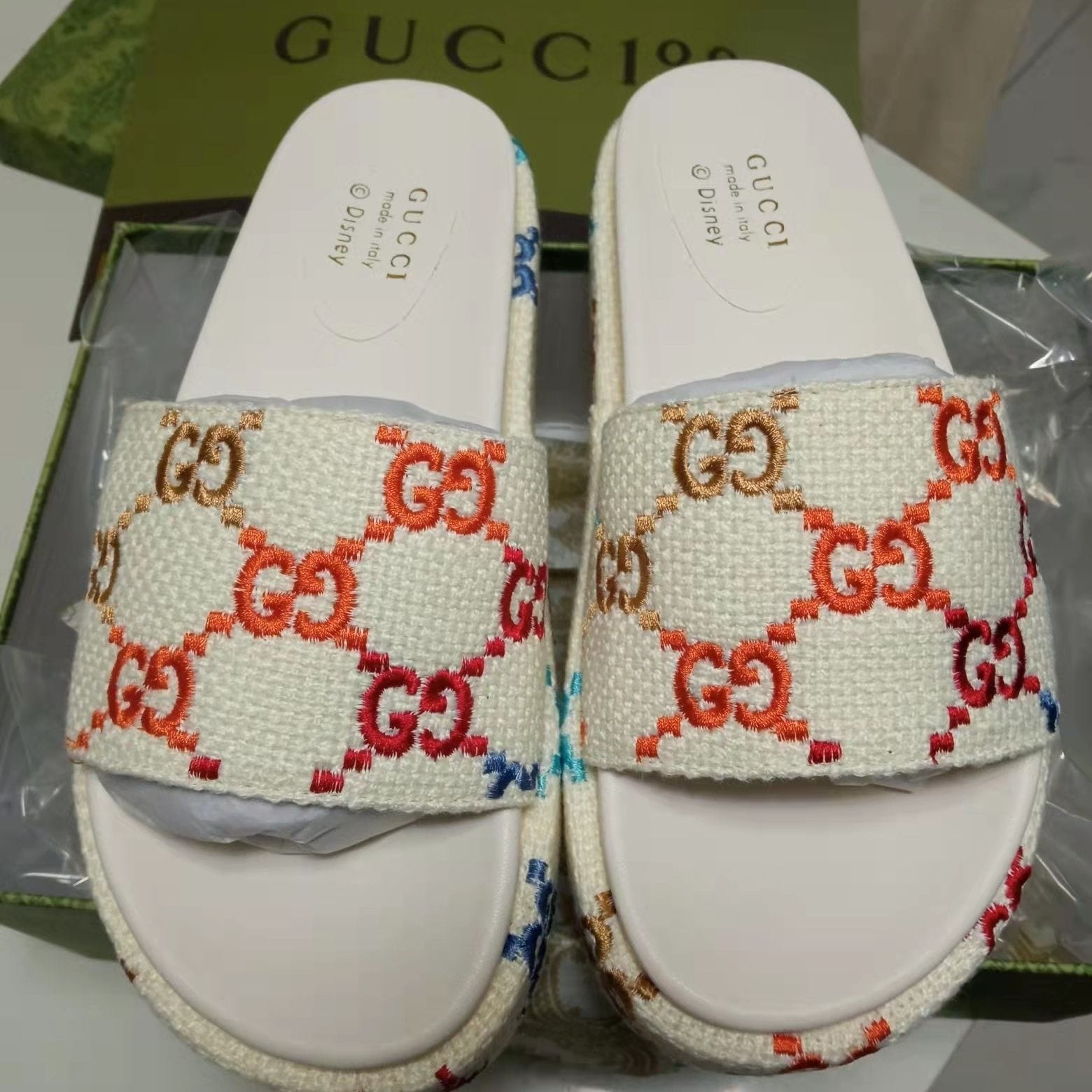 Gucci Multi Color Platform Sandals