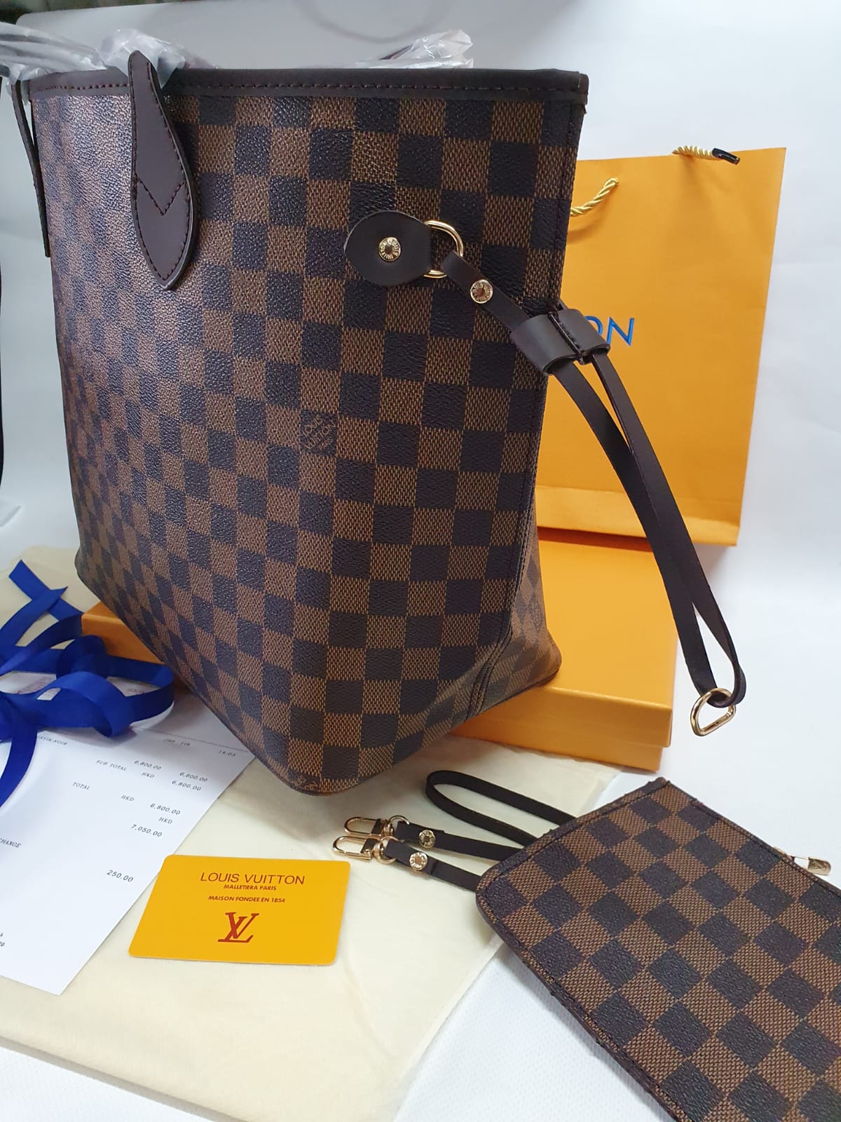 Louis Vuitton  Neverfull Damier  Ebene Canvas Handbag