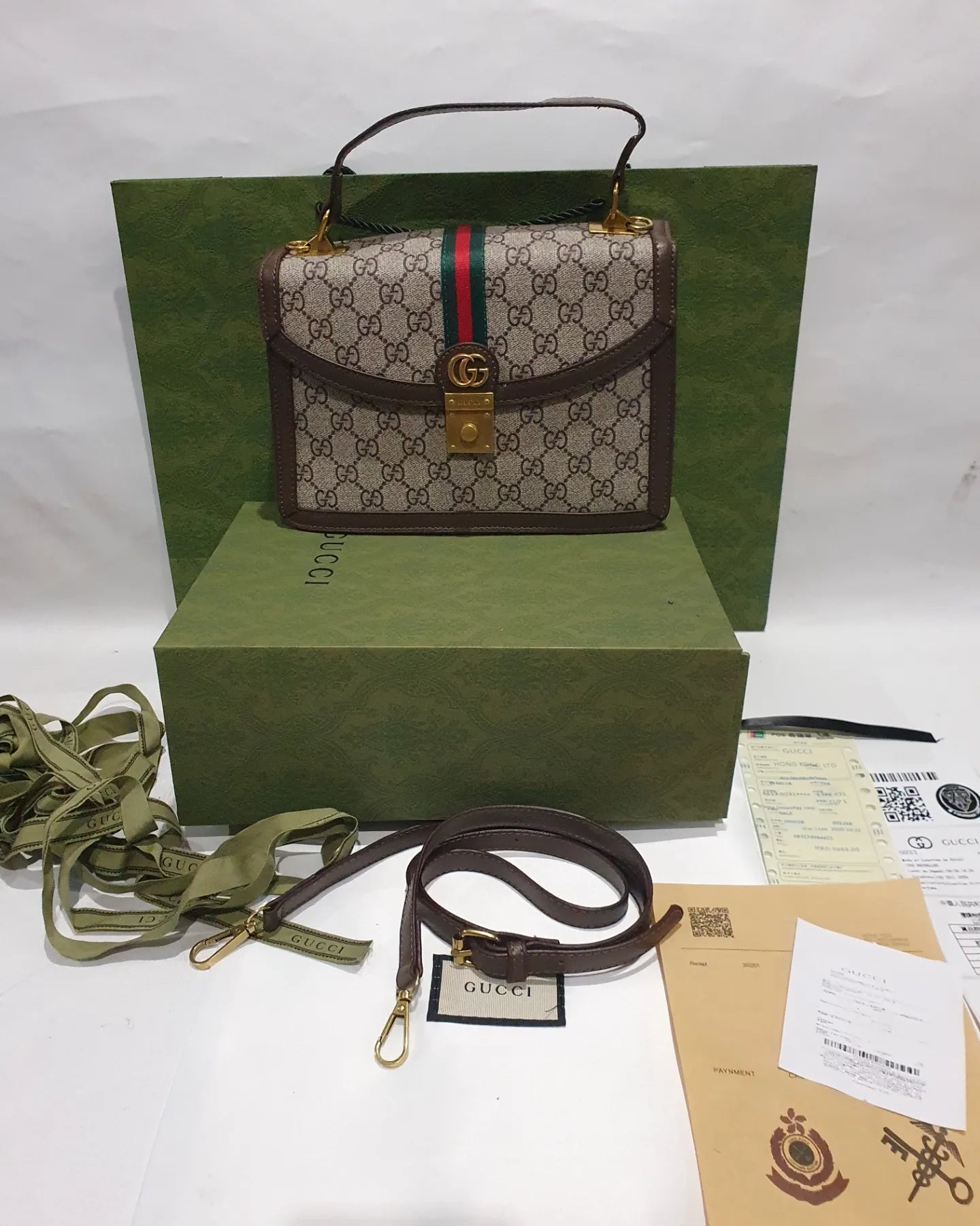 Gucci Ophidia Top Handle with web Handbag